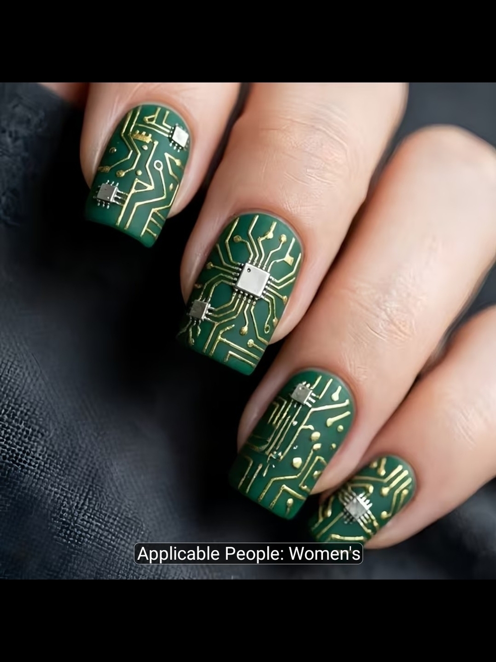 Green Circuit Board Tech Press On Nails for Women